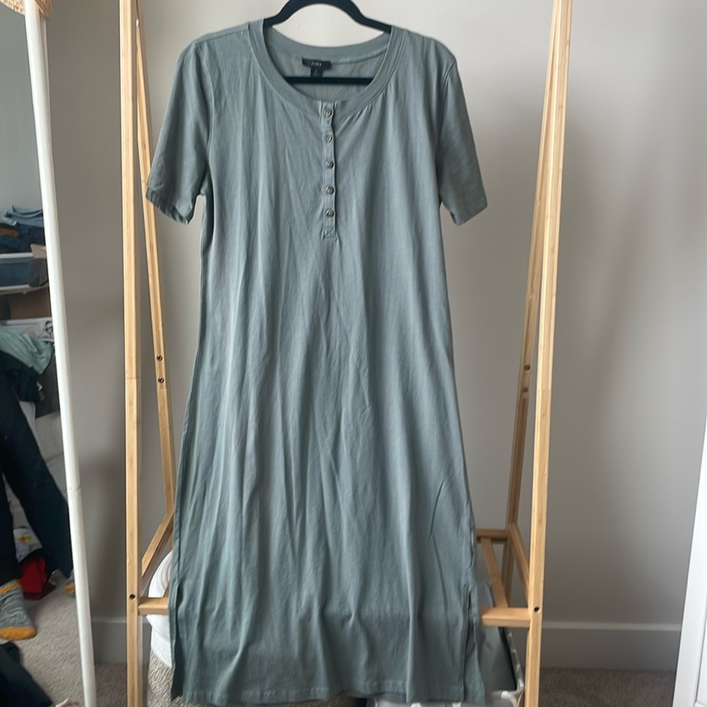 J. Crew midi Henley dress, slate green, size M